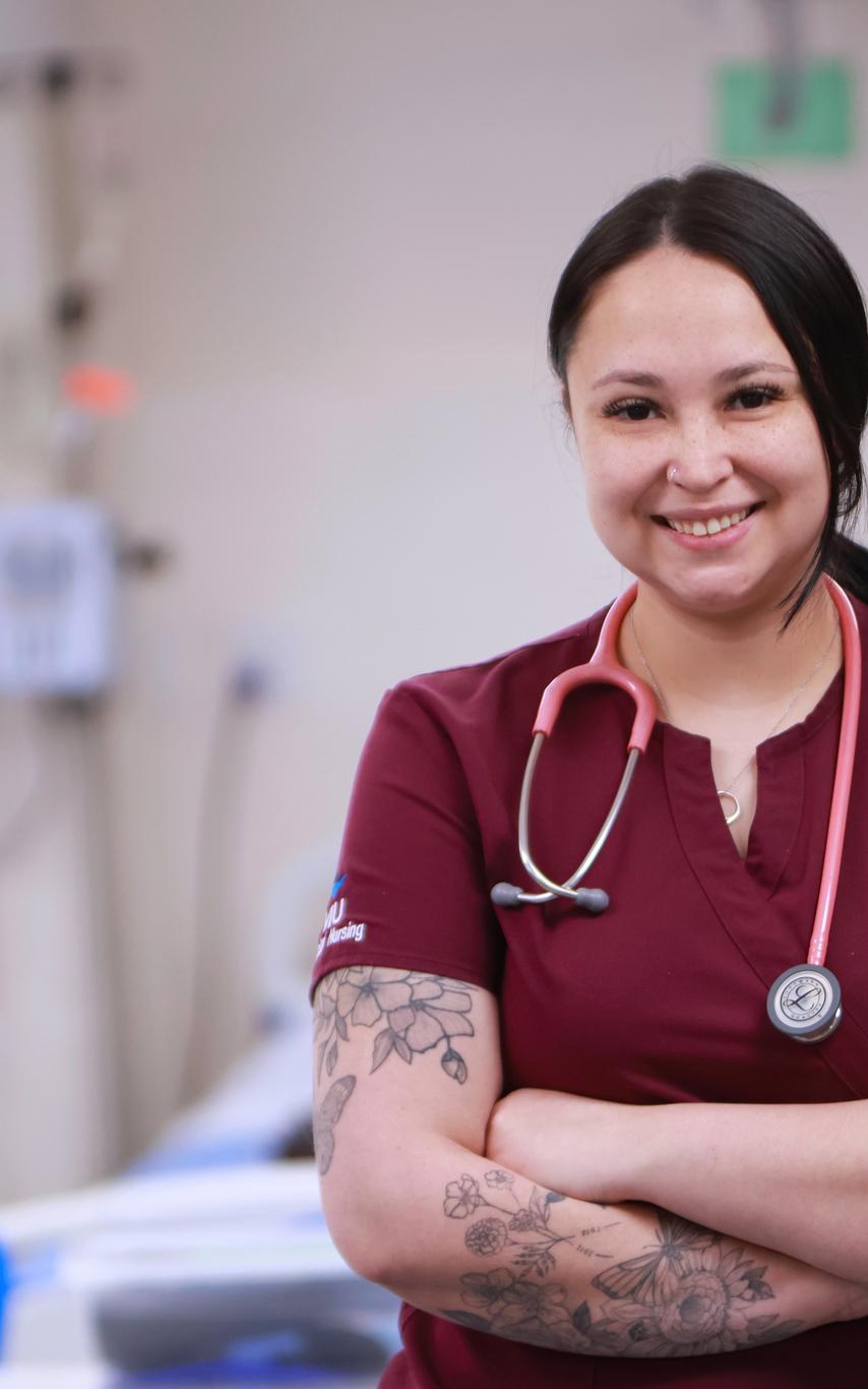 Practical Nursing student, Gabriella Adams in the tiwsemawtxw nursing lab